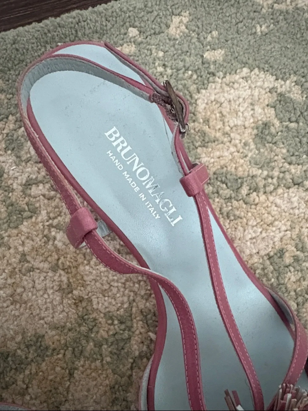 Bruno Magli Mauve Leather Pom-Pom kitten heel dress shoes sz 10 made in Italy